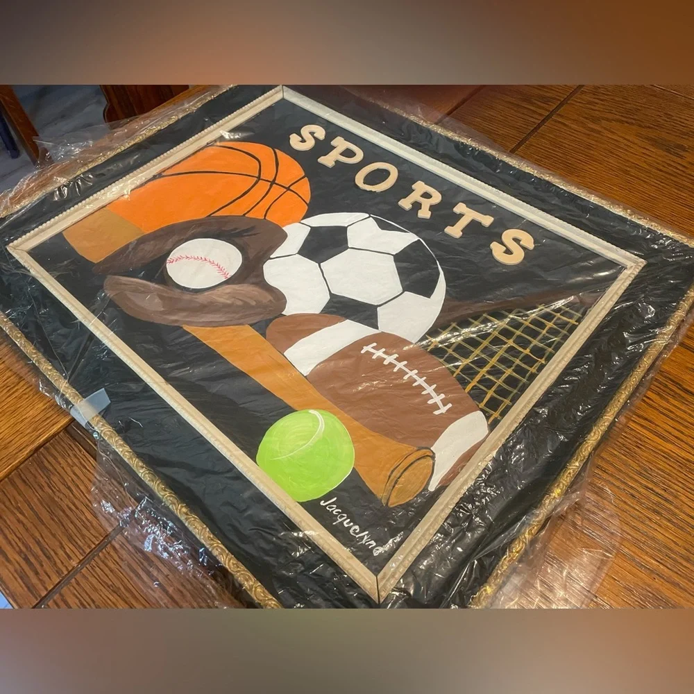 Sports Wall Art Print in Black and Orange by